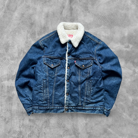 Denim Levis Fleece Lined Trucker Jacket 1980s (M)