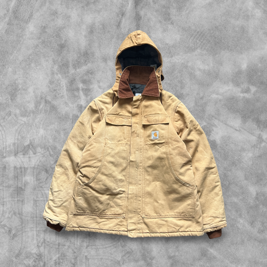 Camel Carhartt Hooded Active Jacket 1990s (M)