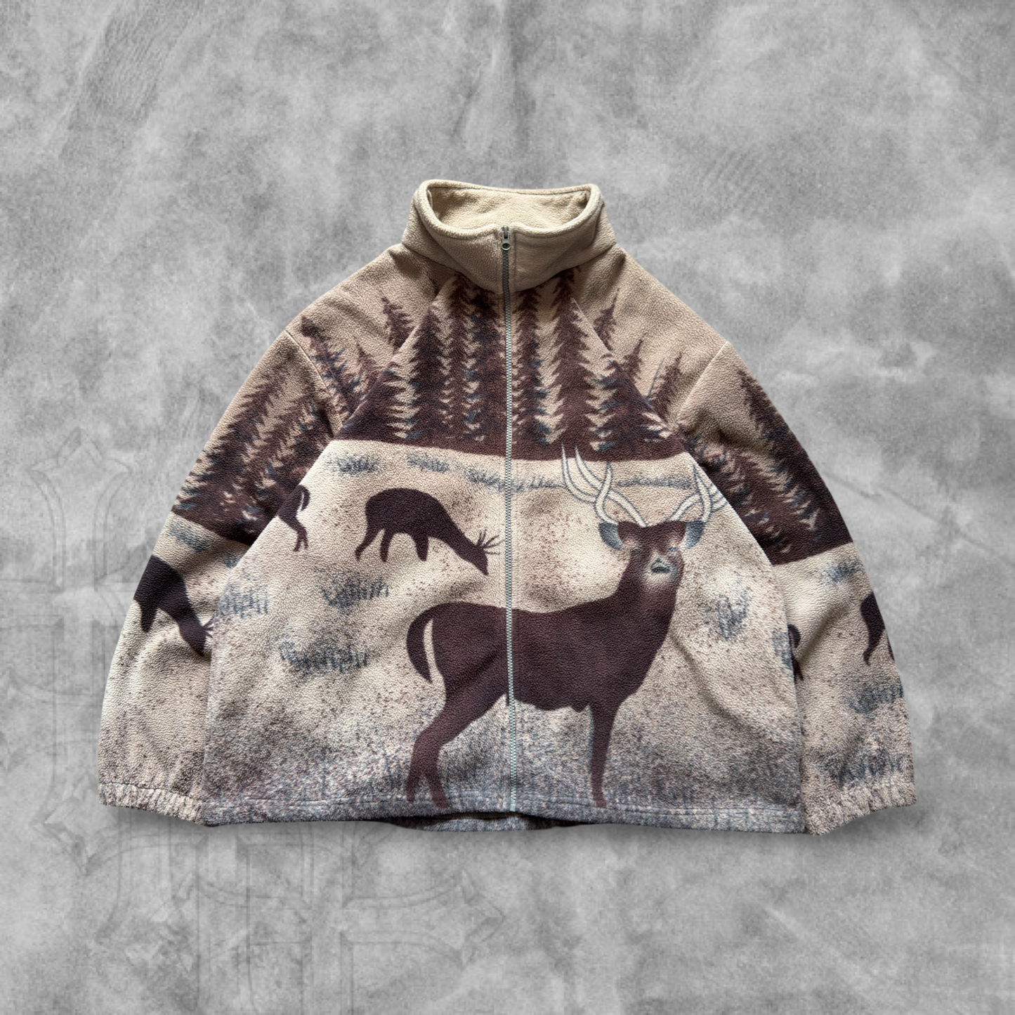 Multicolored Deer Nature All Over Print Jacket 1990s (XL)